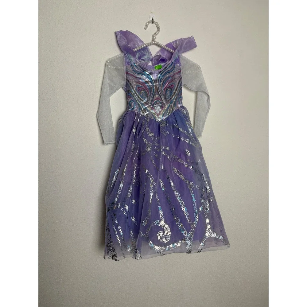 Wicked Kids Costume Dress Purple Silver Glitter Sparkle Size XS/TP 3T4T